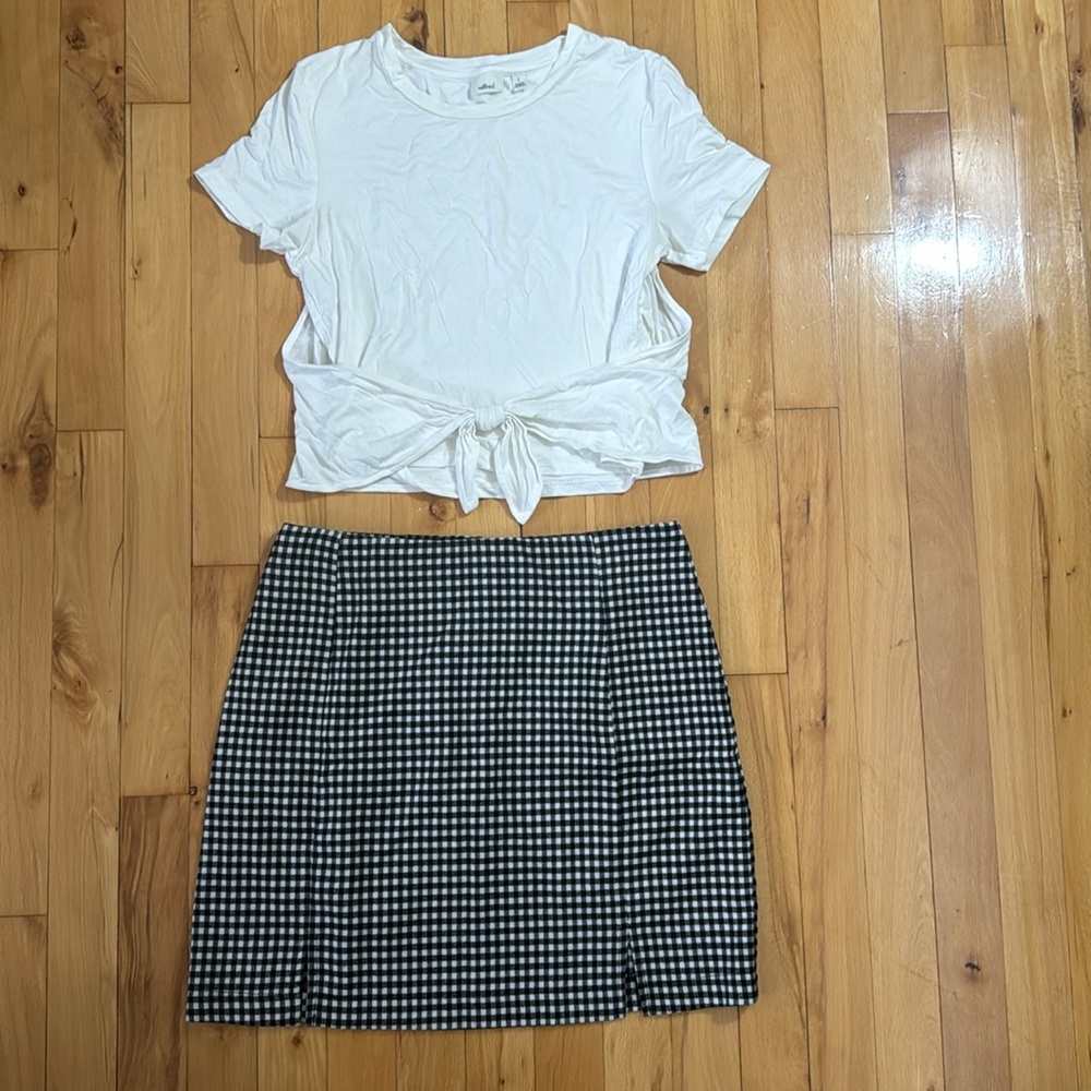 EyeShadow Black & White Plaid Miniskirt